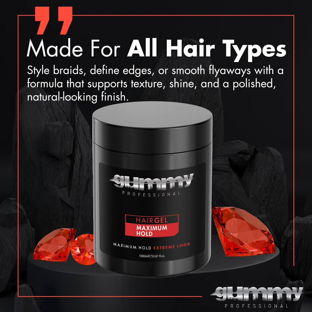 Gummy holding braids secure and neat emphasizing long‑lasting hold