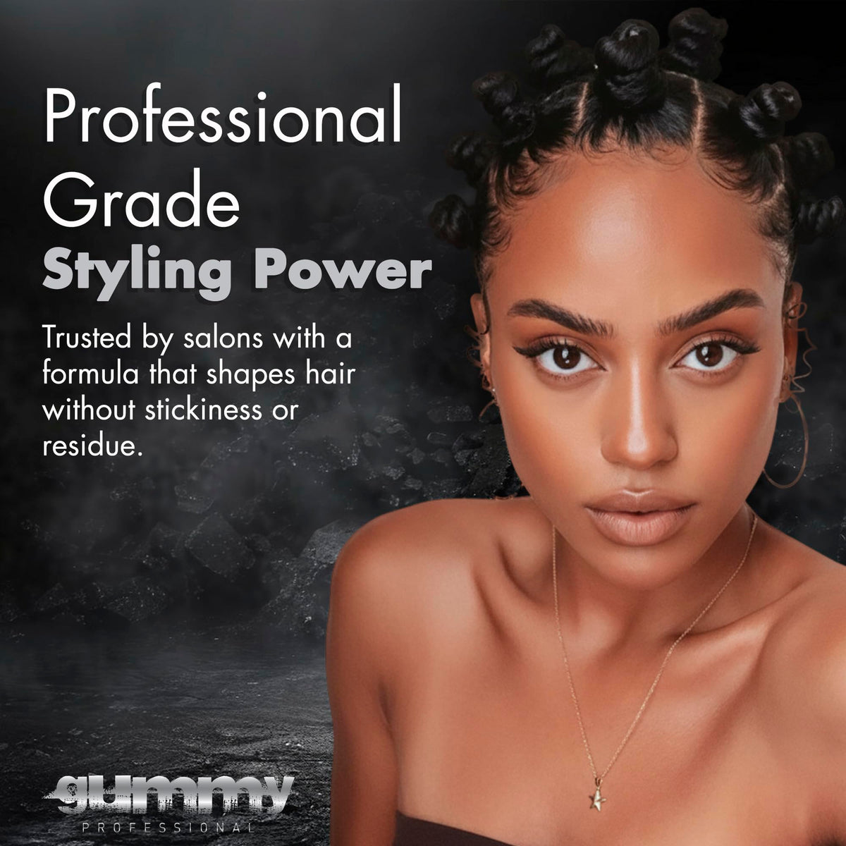 Gummy keratin complex ingredient shot emphasizing smoother, conditioned hair benefit