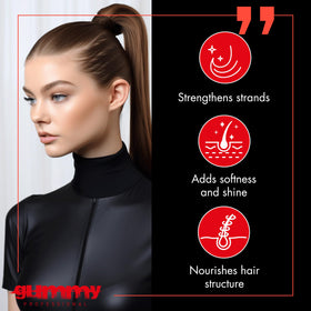 Gummy label highlighting keratin and provitamin B5 benefits for strength