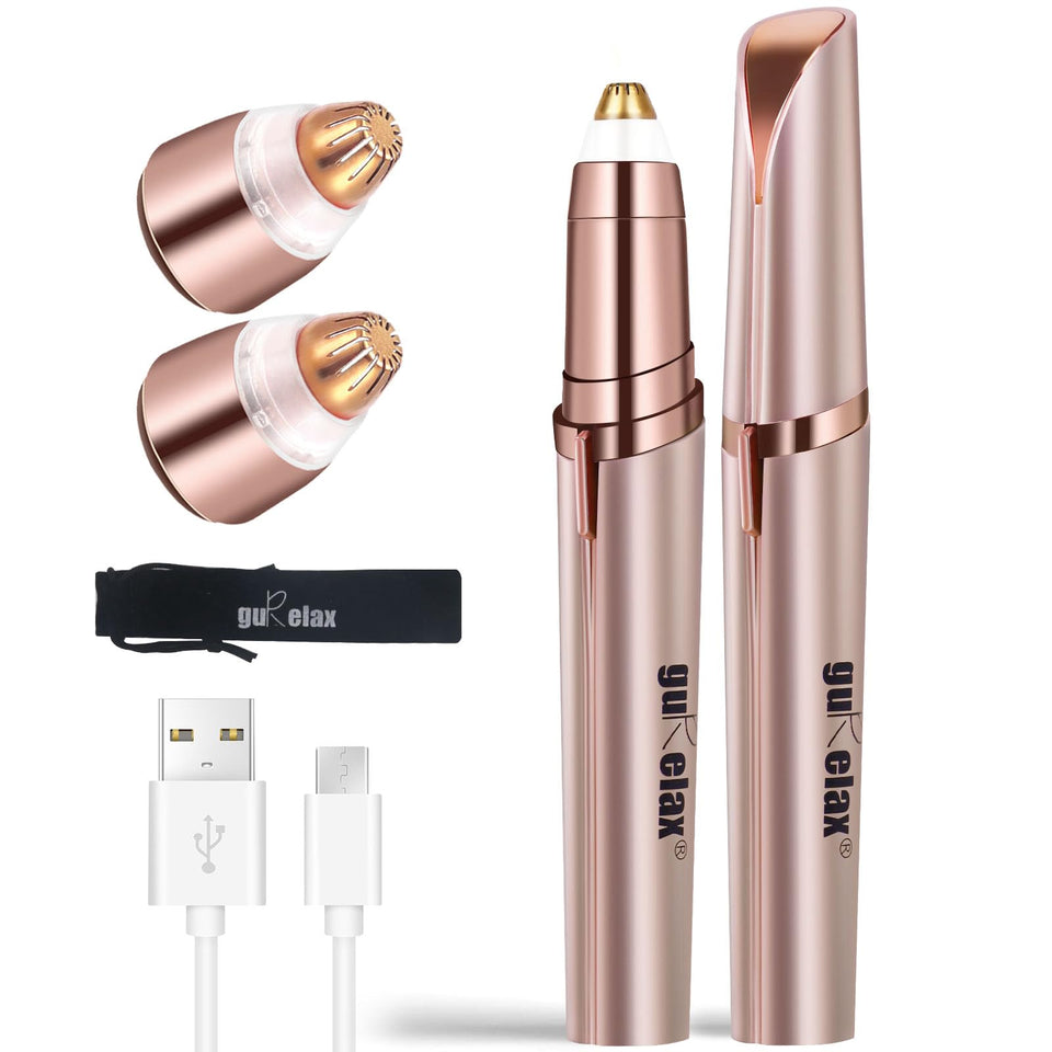 gurelax front view rose gold trimmer showing compact travel-ready design
