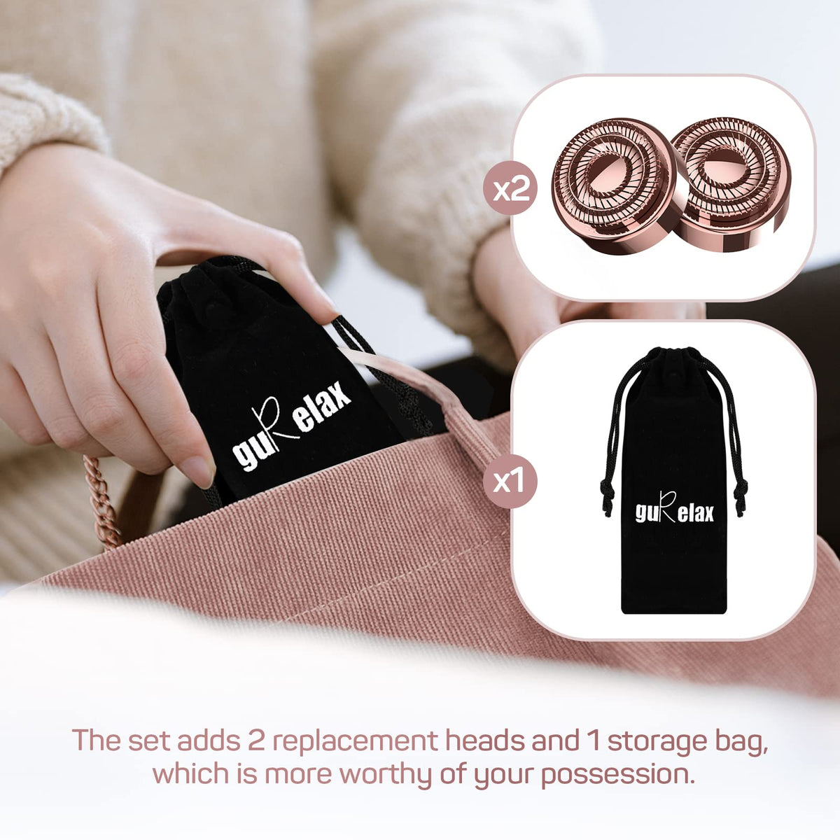 gurelax held in hand to show size and portability for travel convenience