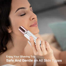 gurelax device in use on upper lip showing gentle, painless hair removal