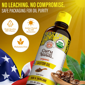 Applying GuruNanda castor oil to eyebrows with spoolie for tidy grooming