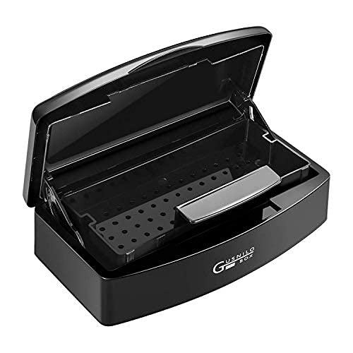 Gusnilo sterilizer box front view showing compact black disinfectant container and lid
