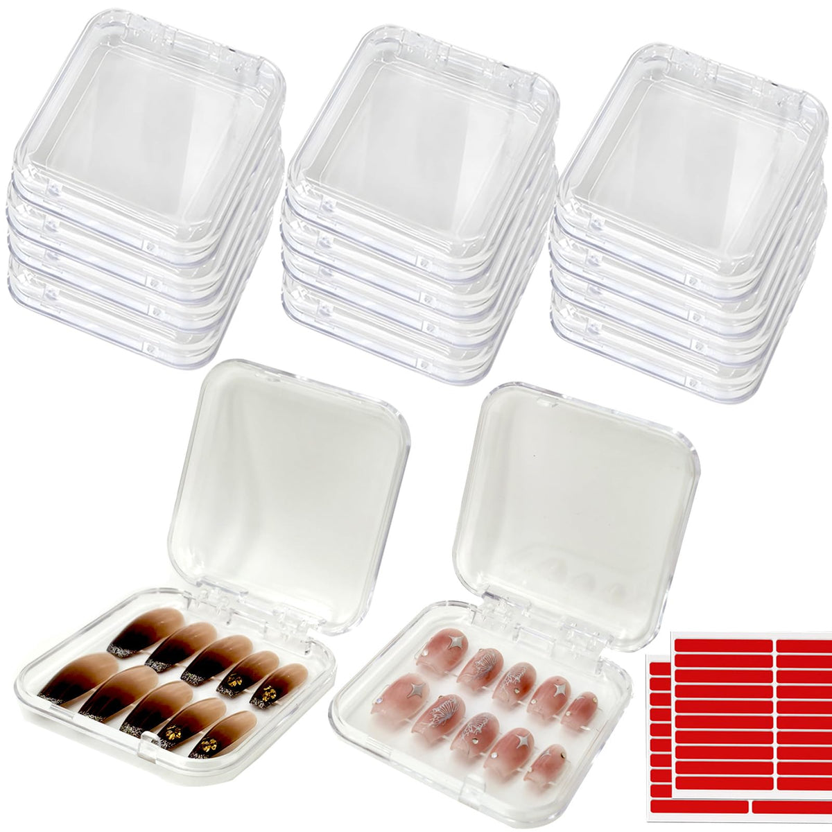 GUXACU front view clear box showing nail visibility and professional presentation