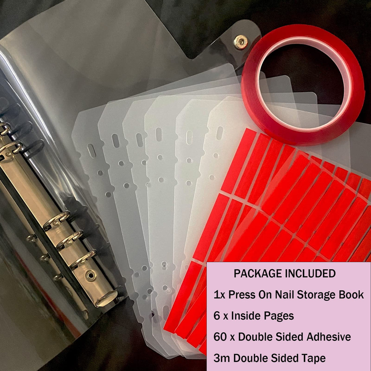 GUXACU inside pages arranged with press on nails for easy viewing and selection