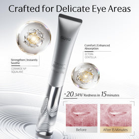GUYU applicator gliding under eye showing gentle massage for circulation