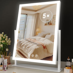 Gvnkvn mirror front view showing bright LED lighting and clear reflection benefit