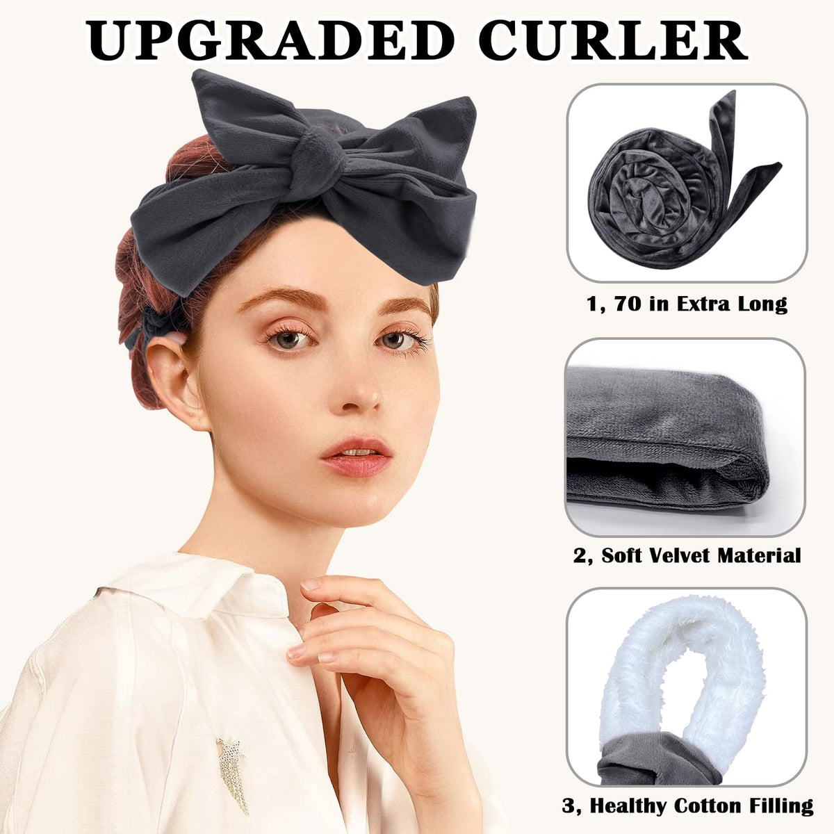 Gwabee demonstrated wrapping on long hair for heat-free natural waves
