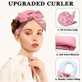 Gwabee wrap in use on long hair demonstrating comfortable overnight curling