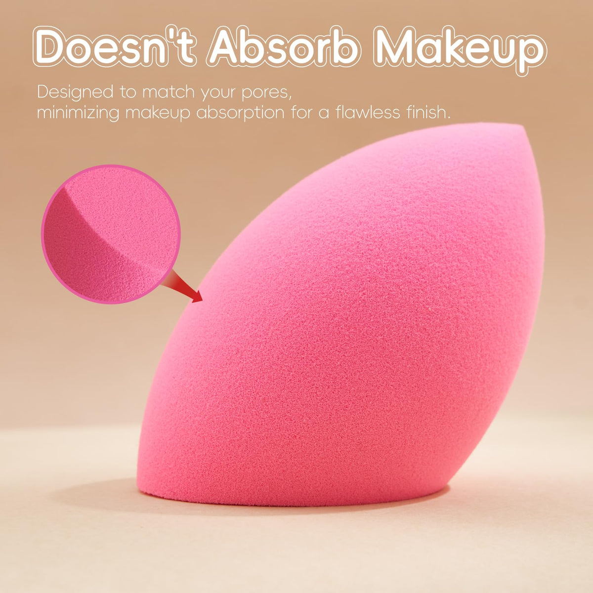 Gold Water Trading pointed-tip sponge being used for concealer precision around eye and nose areas