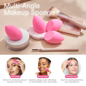 Gold Water Trading six sponges arranged flat lay demonstrating shape variety for precise makeup blending