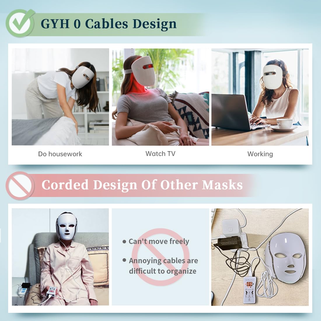 GYH mask held by hand to show scale and portability for travel-friendly benefit