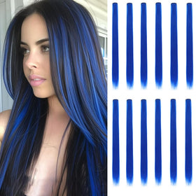 GZVIS crystal blue front packaging showing 12 individually wrapped clip-in wefts and brand clarity