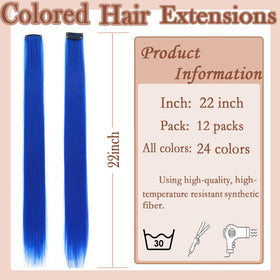 GZVIS crystal blue full-length 22-inch straight extensions displayed to show vivid color