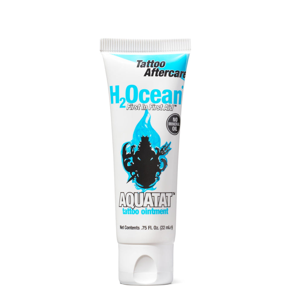 H2Ocean Aquatat front packaging showing compact 0.75 oz tube and branding for easy storage