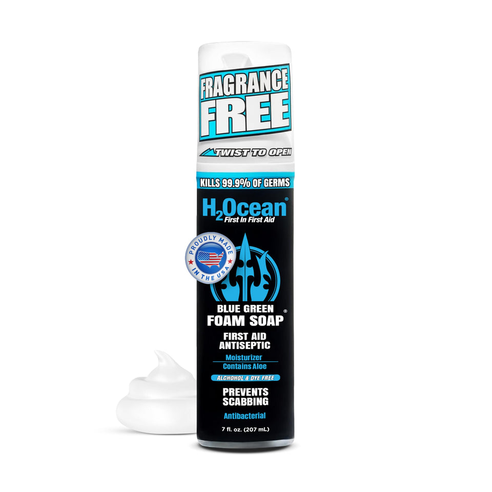 H2Ocean front label showing product name and unscented benefit