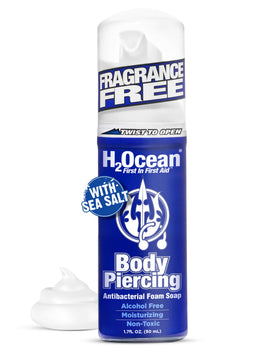 H2Ocean front bottle showing brand and foam pump for convenient aftercare