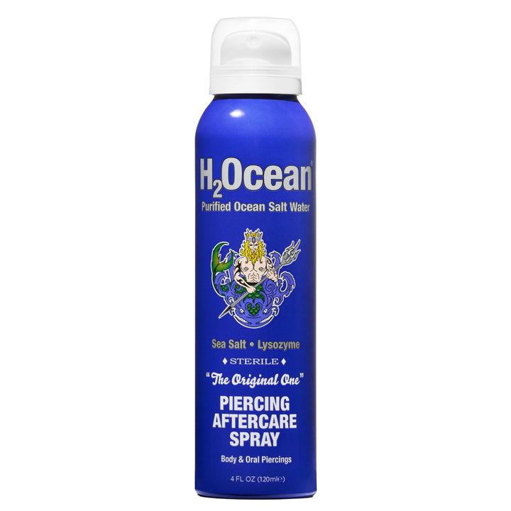 H2Ocean front bottle showing 4oz packaging and clear saline formula benefit