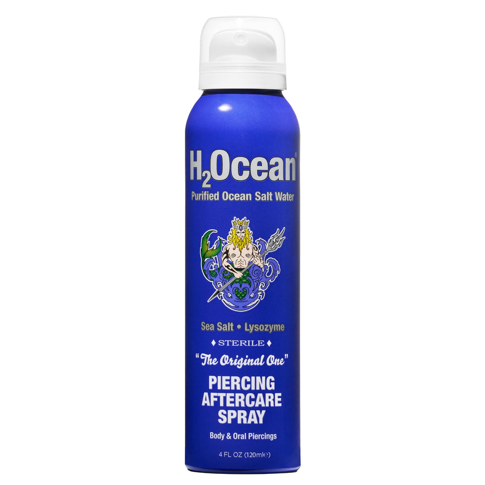 H2Ocean front bottle showing 4oz packaging and clear saline formula benefit