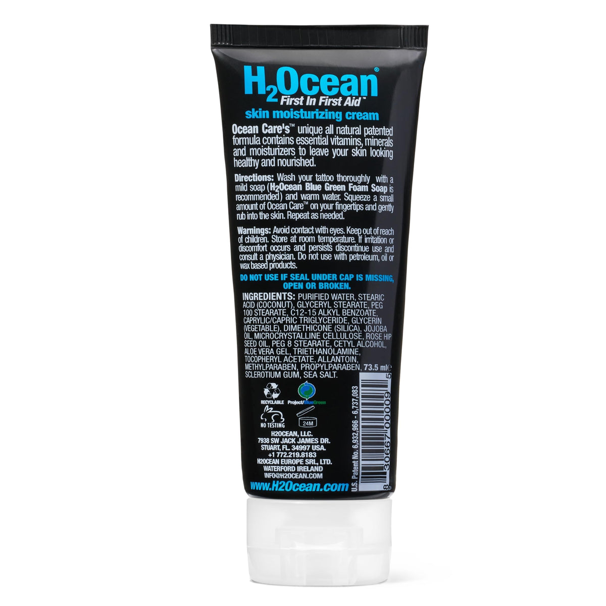 H2Ocean on bathroom vanity with tattoo care items portraying daily routine readiness