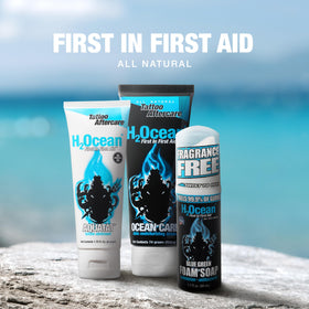 H2Ocean three products lined up illustrating simple three-step routine benefit
