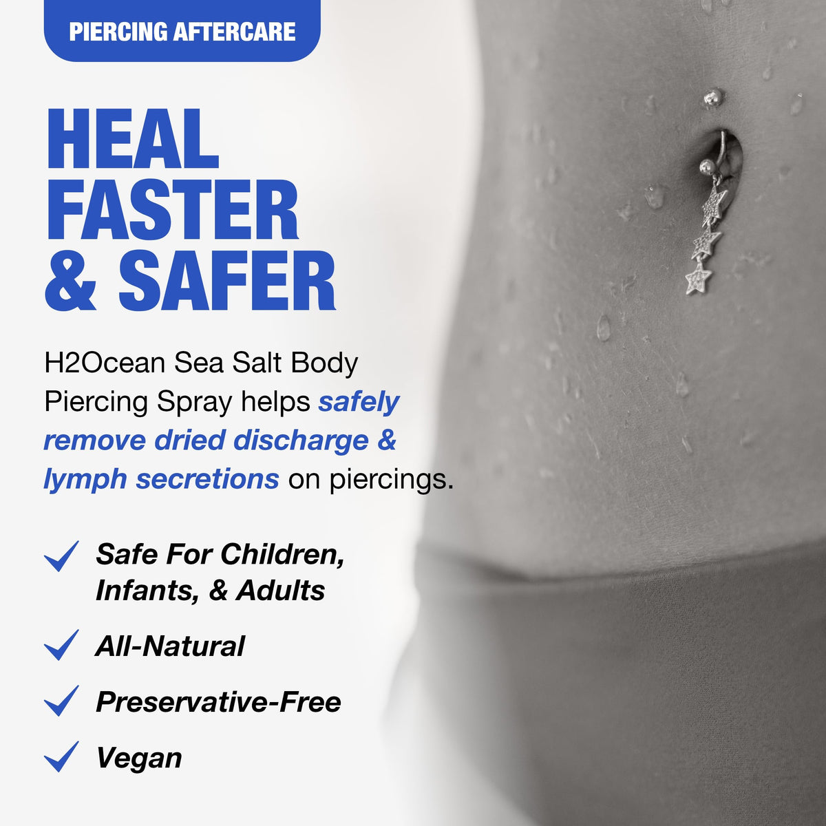 H2Ocean spray nozzle close-up demonstrating mist delivery for gentle cleansing