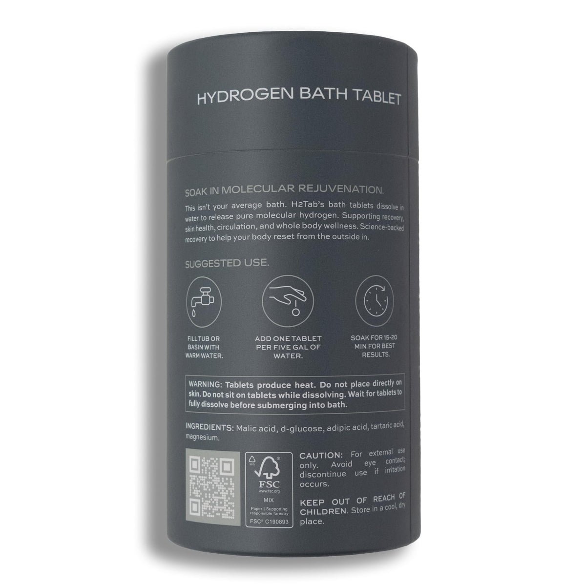 Feet soaking in tub with H2TAB tablets, illustrates targeted relief and skin hydration