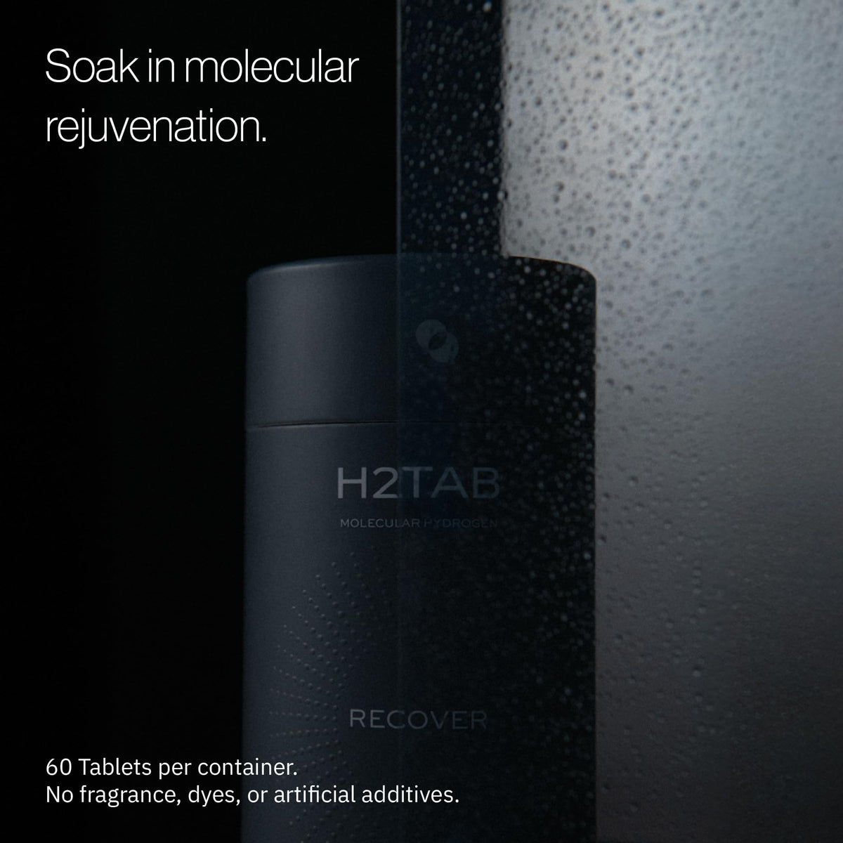H2TAB tablet close-up revealing texture and size, highlights fast dissolution benefit