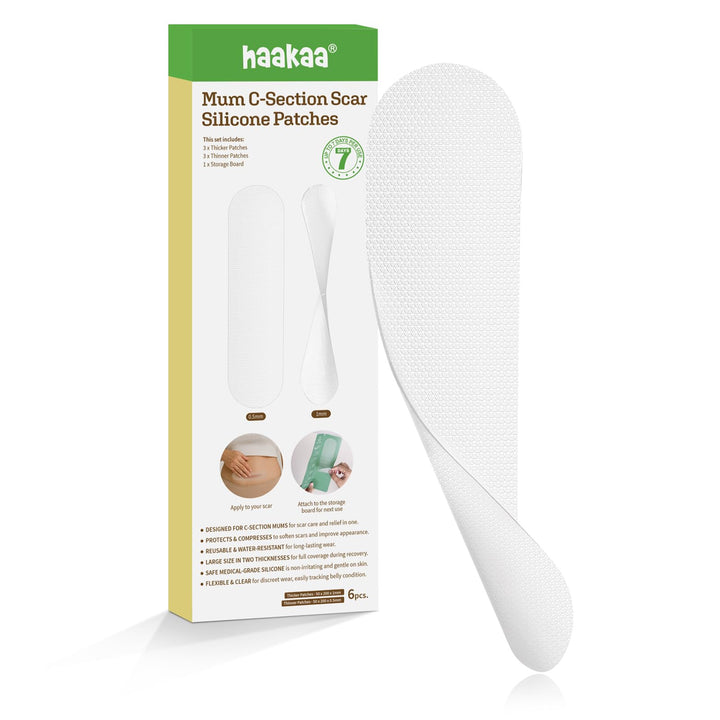 haakaa front packaging showing full scar strip kit and kit contents with convenience