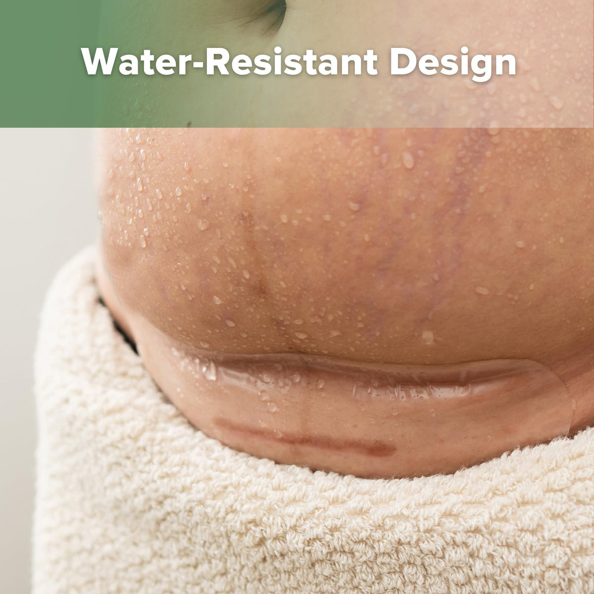 haakaa strip in shower showing water-resistant adhesion for uninterrupted wear