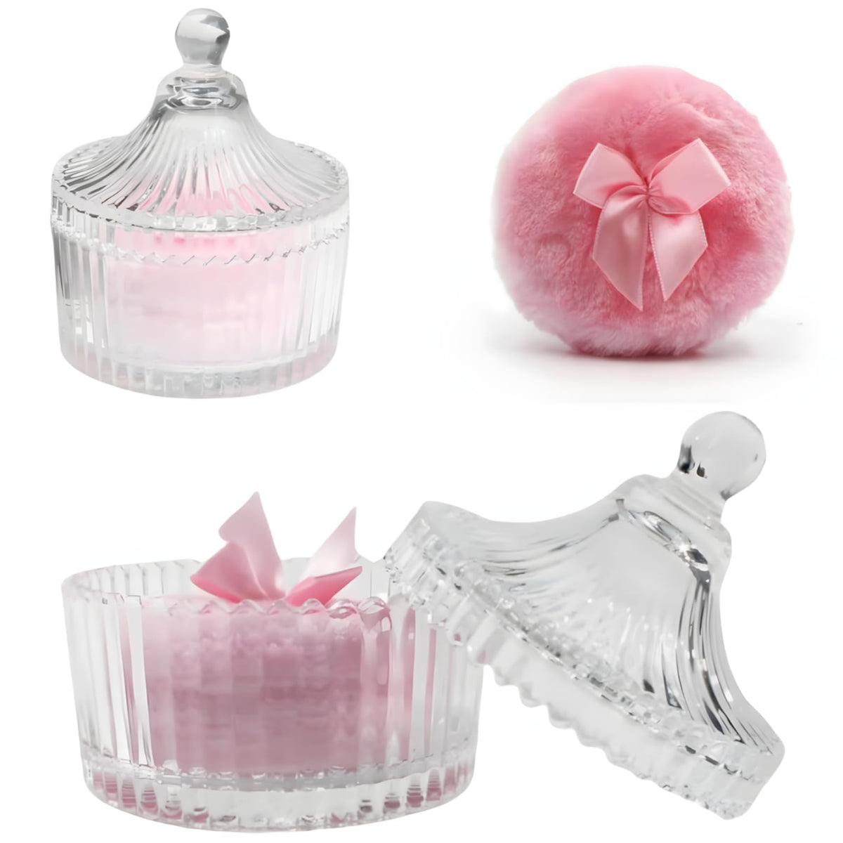 Habitable tree glass container with two puffs, tidy storage and display