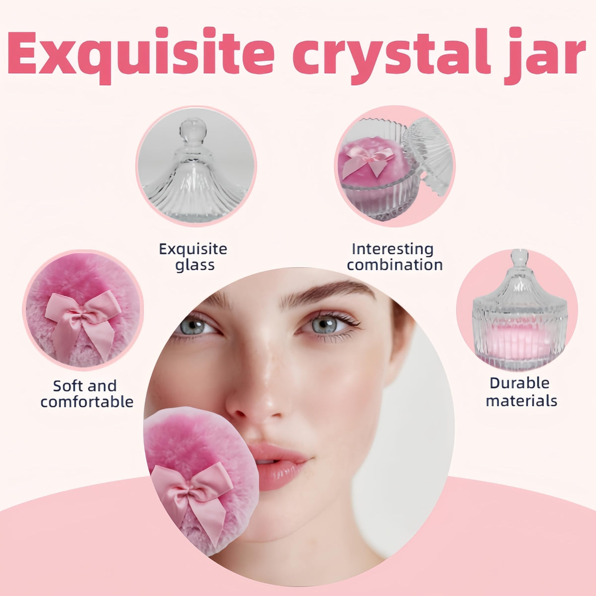 Habitable tree puff applying powder to cheek for smooth, diffused finish