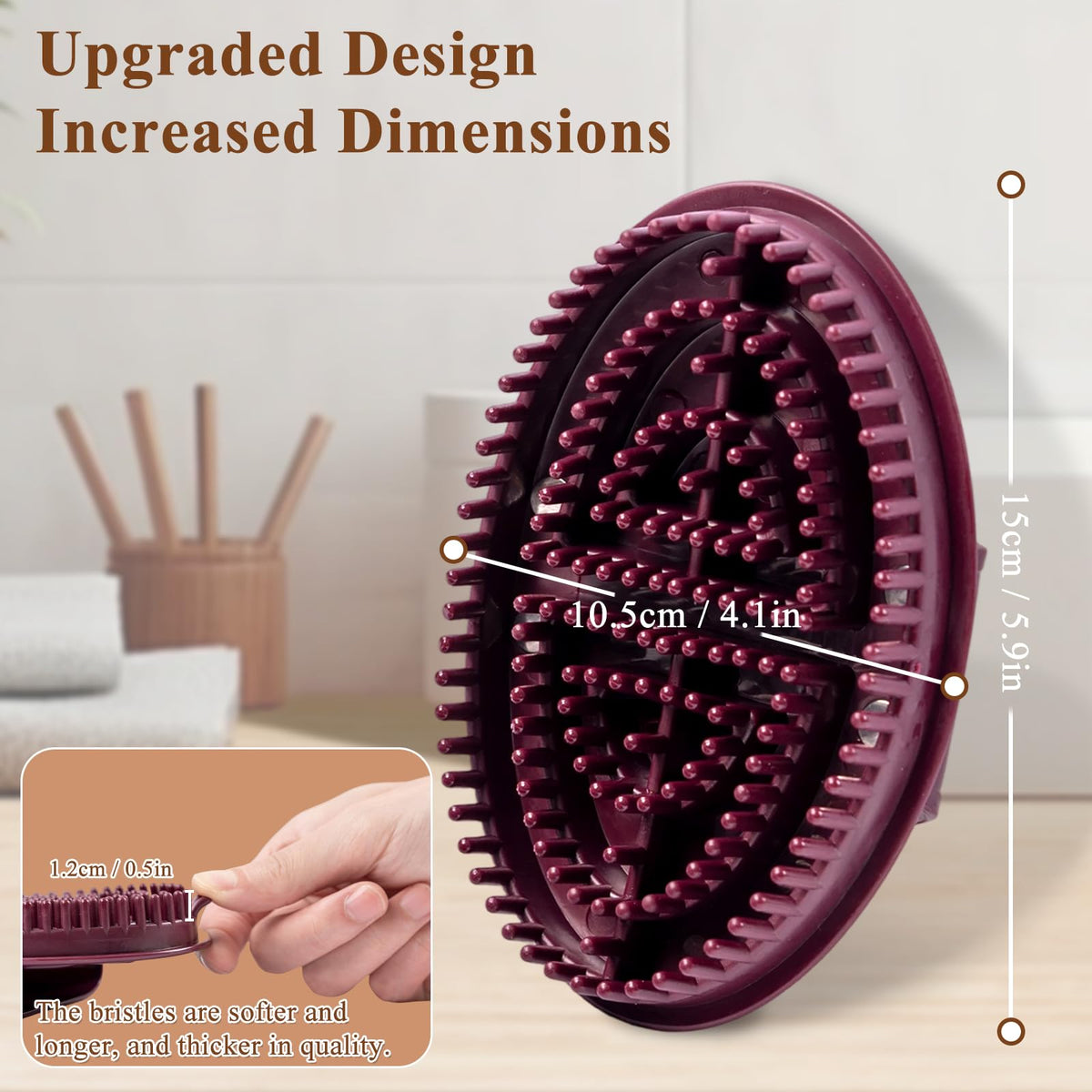 Hacole two brushes with measuring tape showing upgraded size and set