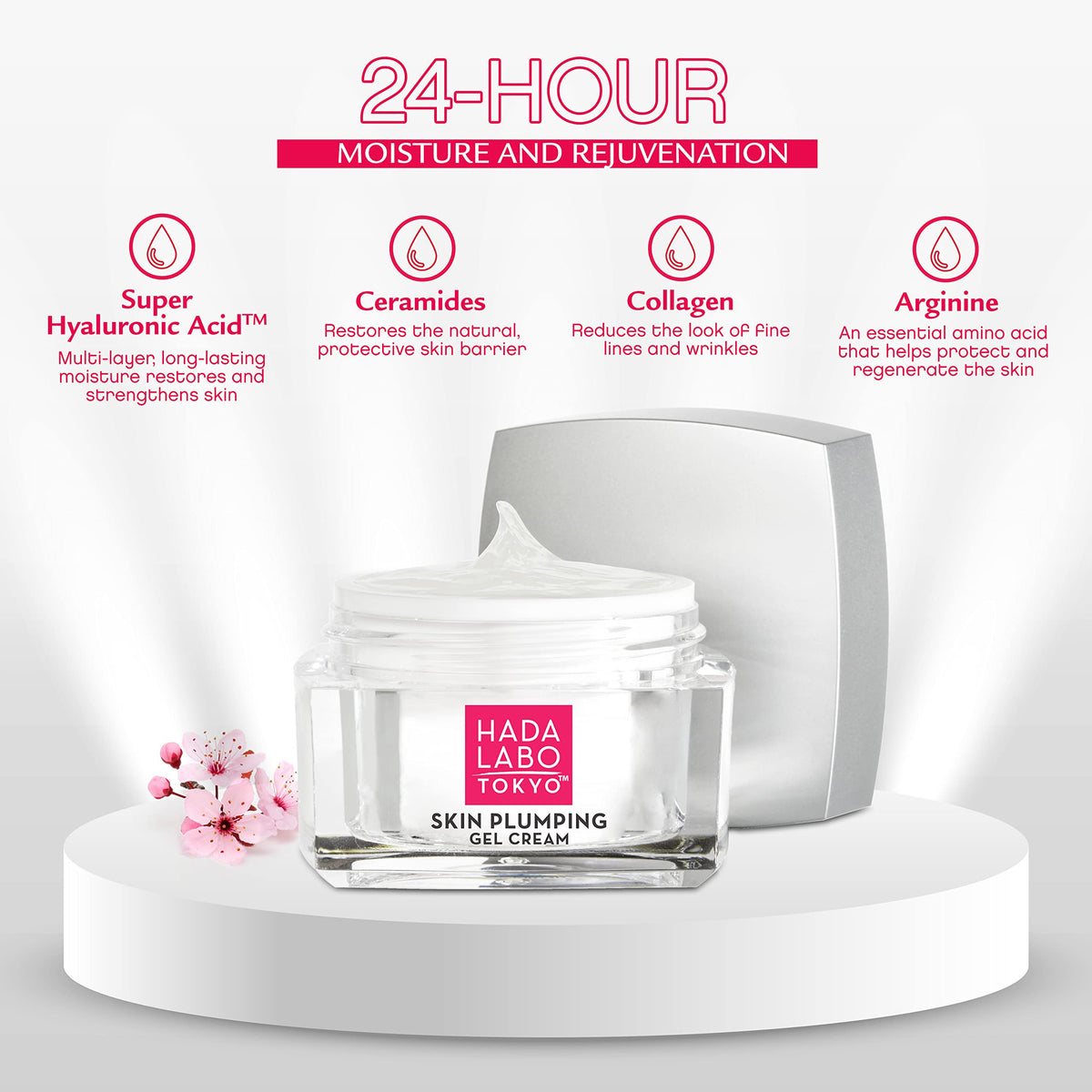 Hada Labo Tokyo ingredient focus highlighting hyaluronic acids and long-lasting moisture