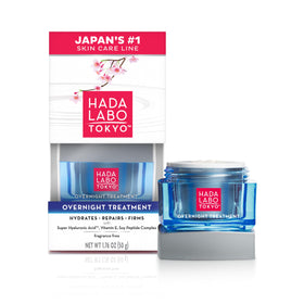 Hada Labo Tokyo jar front view showing compact travel-ready design and hydration benefit