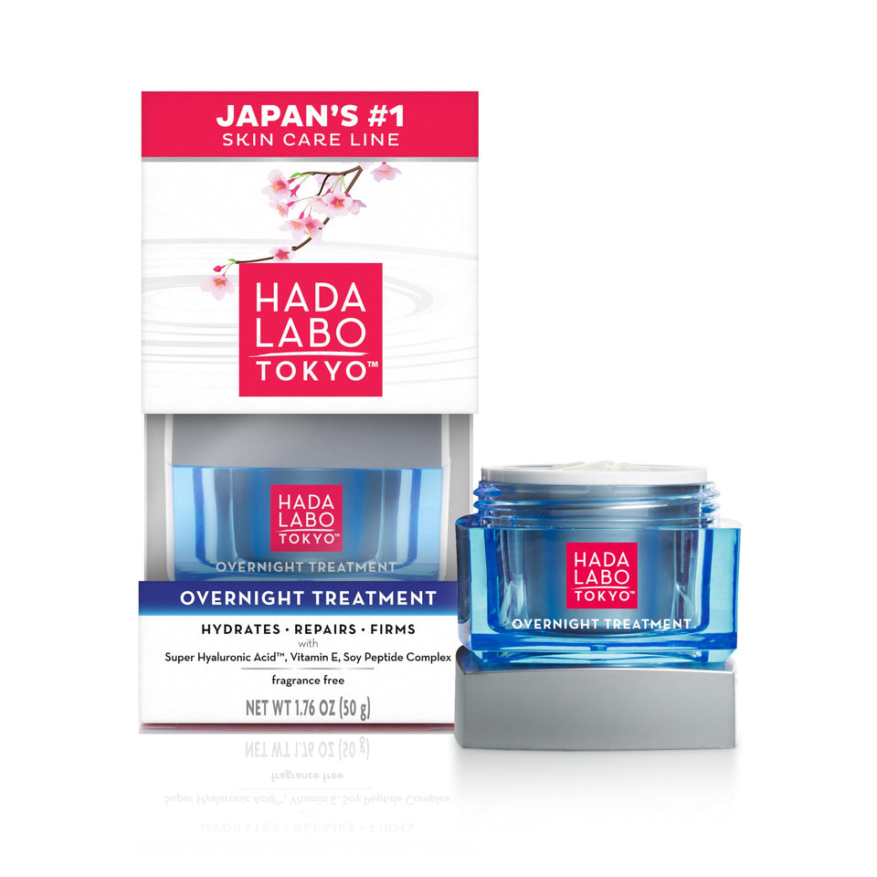 Hada Labo Tokyo jar front view showing compact travel-ready design and hydration benefit