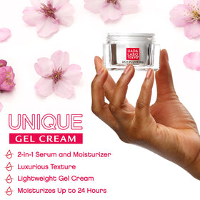 Hada Labo Tokyo open jar showing smooth gel-cream texture and quick absorption