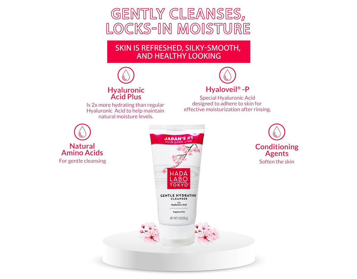 Hada Labo Tokyo lather on hands showing soft, hydrating foam