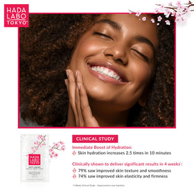 Hada Labo Tokyo mask on bathroom counter suggesting at-home spa benefit