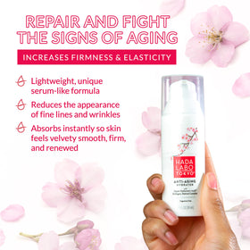 Hada Labo Tokyo dispensing a drop from pump, demonstrating easy application