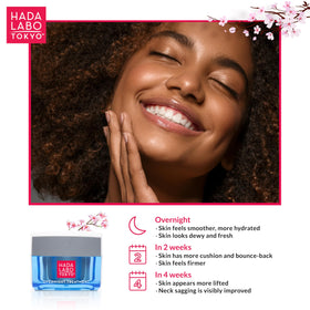 Hada Labo Tokyo jar inside travel bag showing portability and consistent overnight care