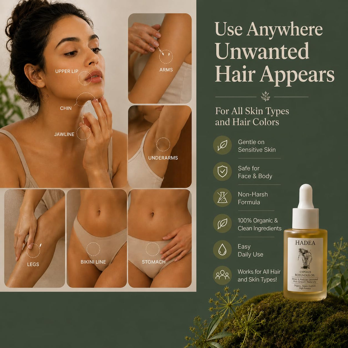 HADEA Cyperus oil dropper dispensing lightweight oil texture for quick absorption