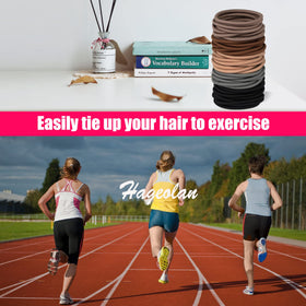 Hageolan hair tie worn during workout showing secure hold and sweat resistance