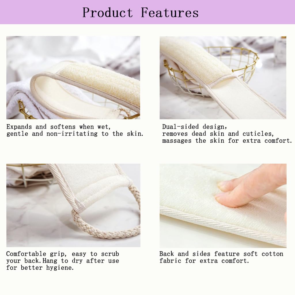 haikuluo cotton handle detail, secure grip for controlled back scrubbing