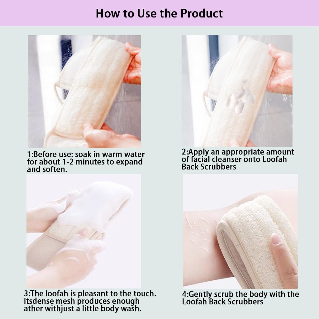 haikuluo in use in shower, reaches mid-back for independent cleansing