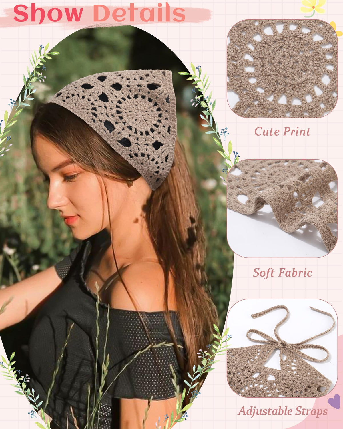 HAIMEIKANG close-up of hand-crocheted floral pattern highlighting breathable cotton texture