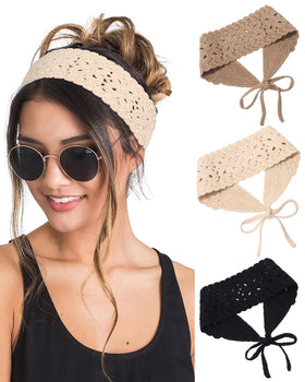 HAIMEIKANG three headbands front view showing color set and neat packaging benefit: easy outfit matching