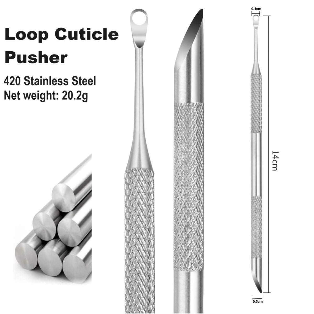 HaimiLiya close-up of beveled pusher end delivering precise cuticle control