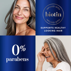 Hair Biology close label detail highlighting biotin and paraben-free benefit
